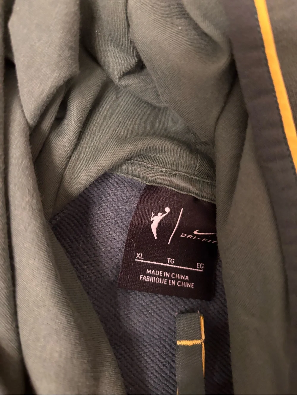 Nike Women's Seattle Storm Dark Green Hooded Varsity Jacket with Yellow Trim